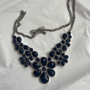 Charming Charlie Silertone and Shimmering Blue Necklace 18 1/2” + 2 1/2”